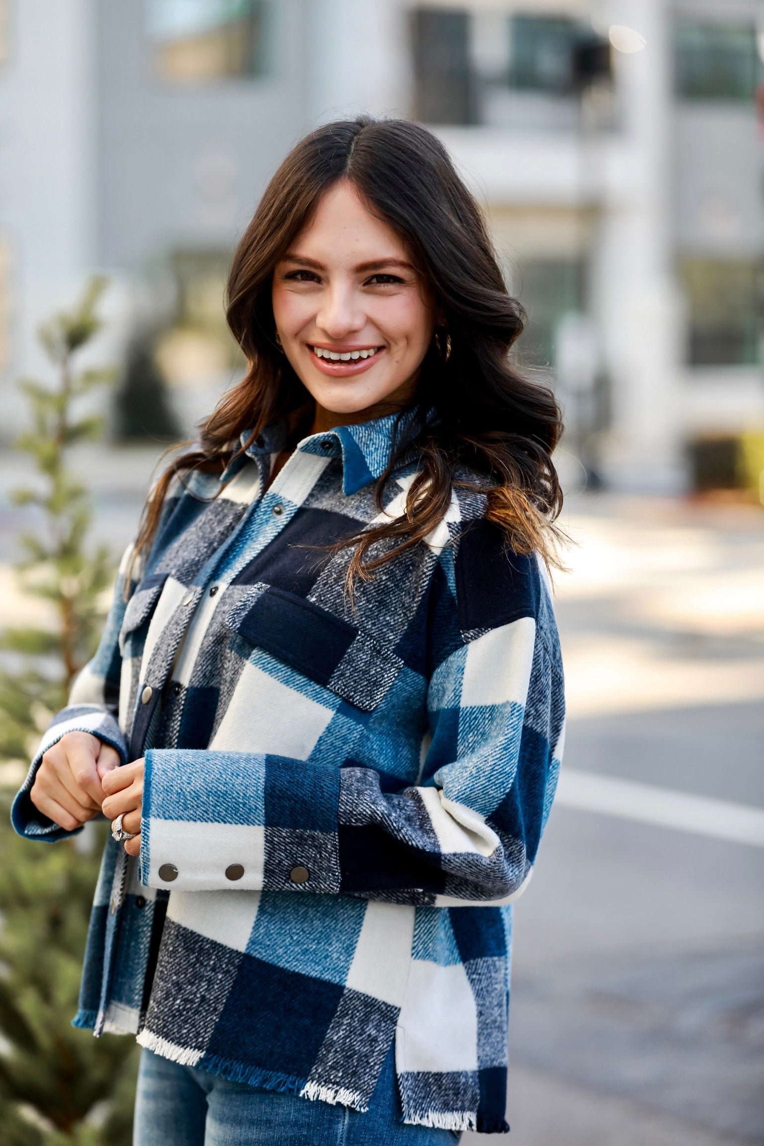 Casually Adored Navy Plaid Shacket