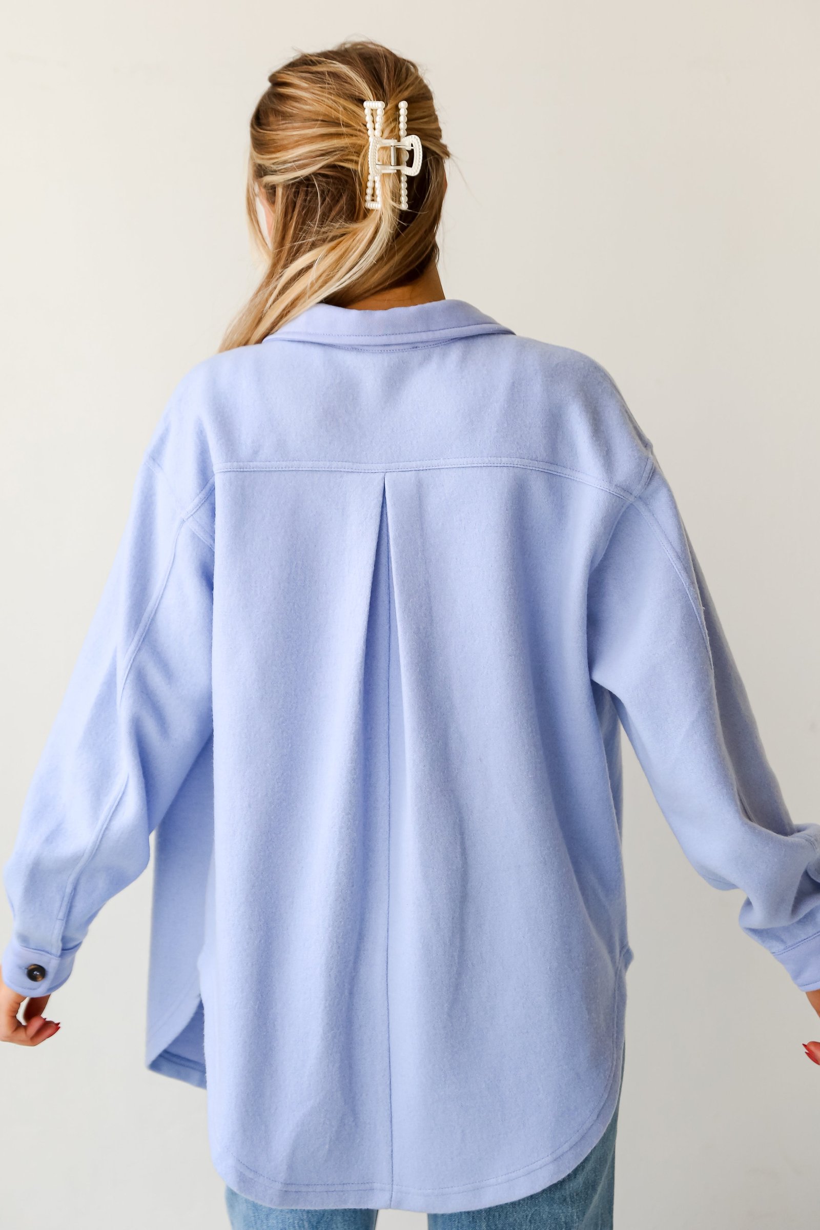 Irresistible Comfort Blue Brushed Knit Shacket - DU DEAL