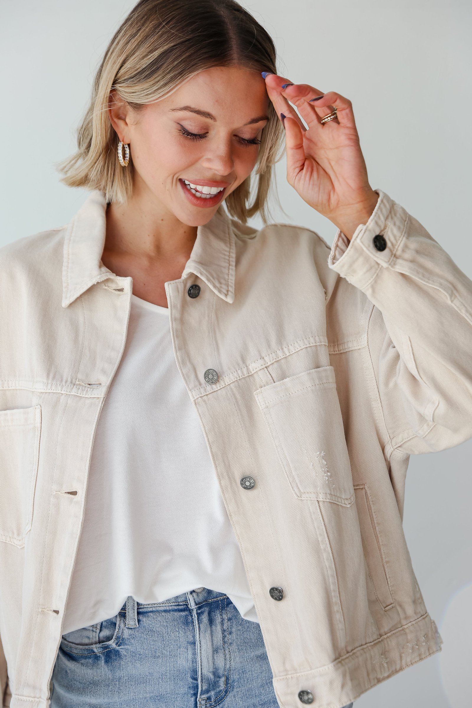 Practical Charm Off White Denim Jacket