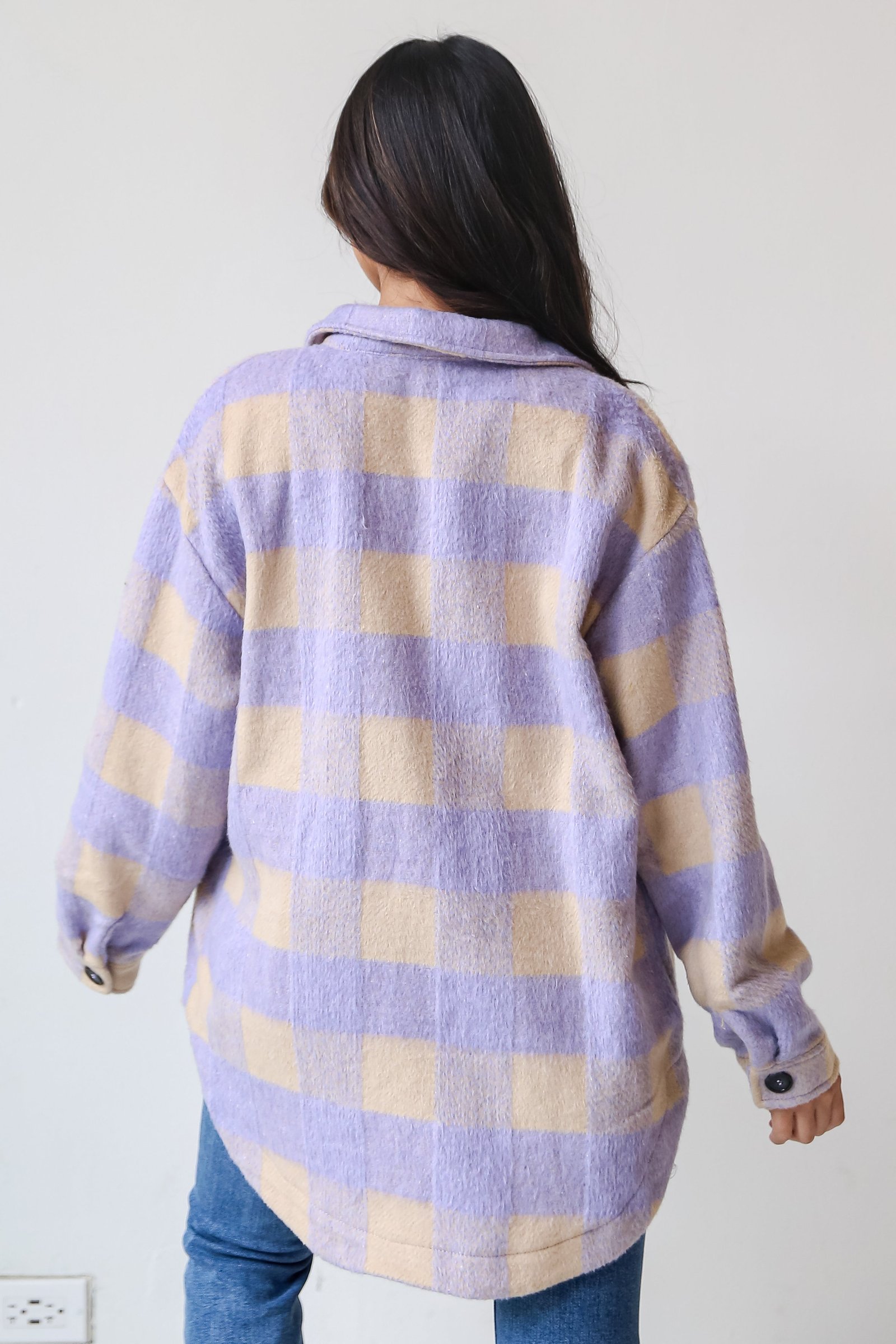 Cozy Sensation Lavender Plaid Shacket