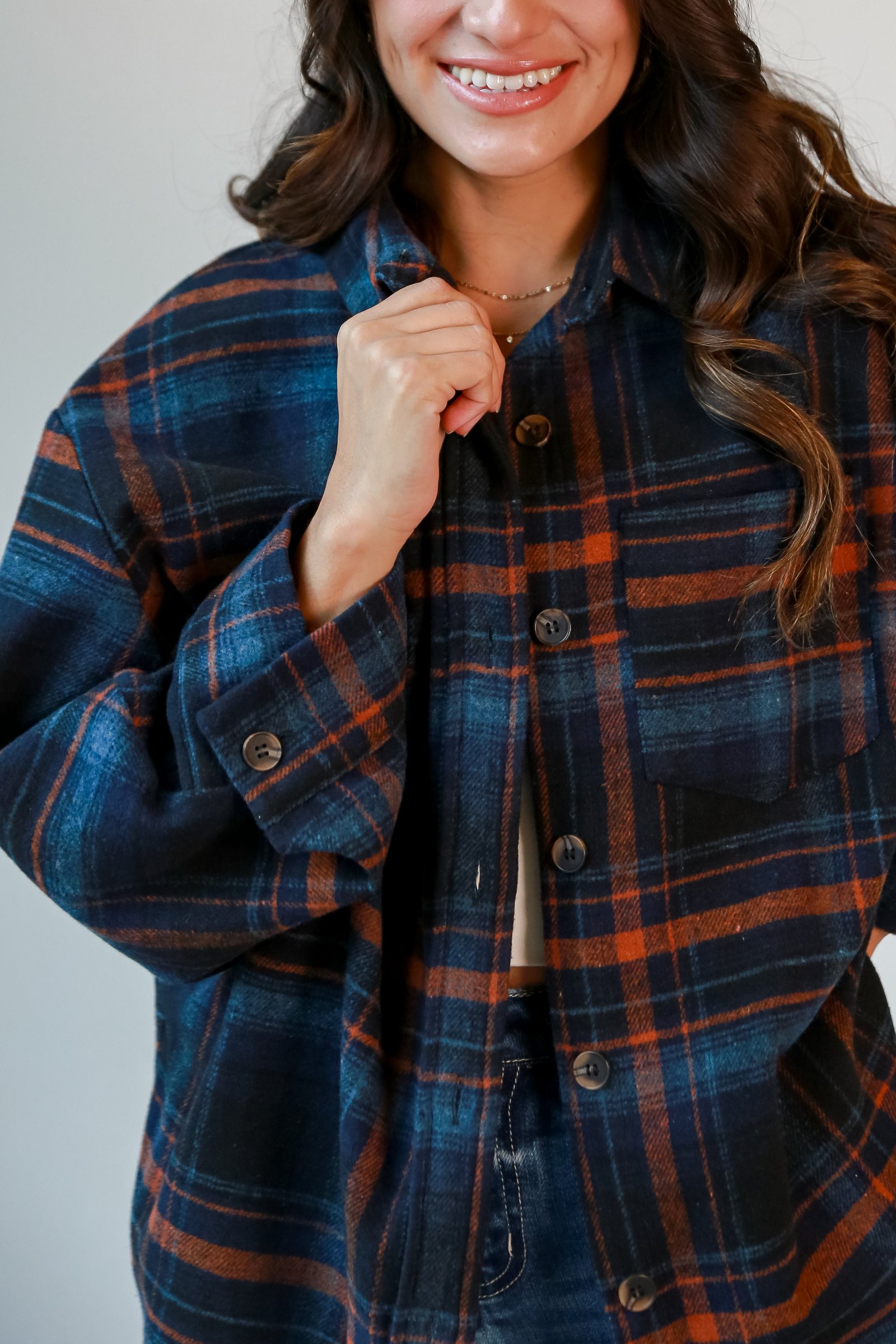 Sweetest Mood Navy Plaid Shacket