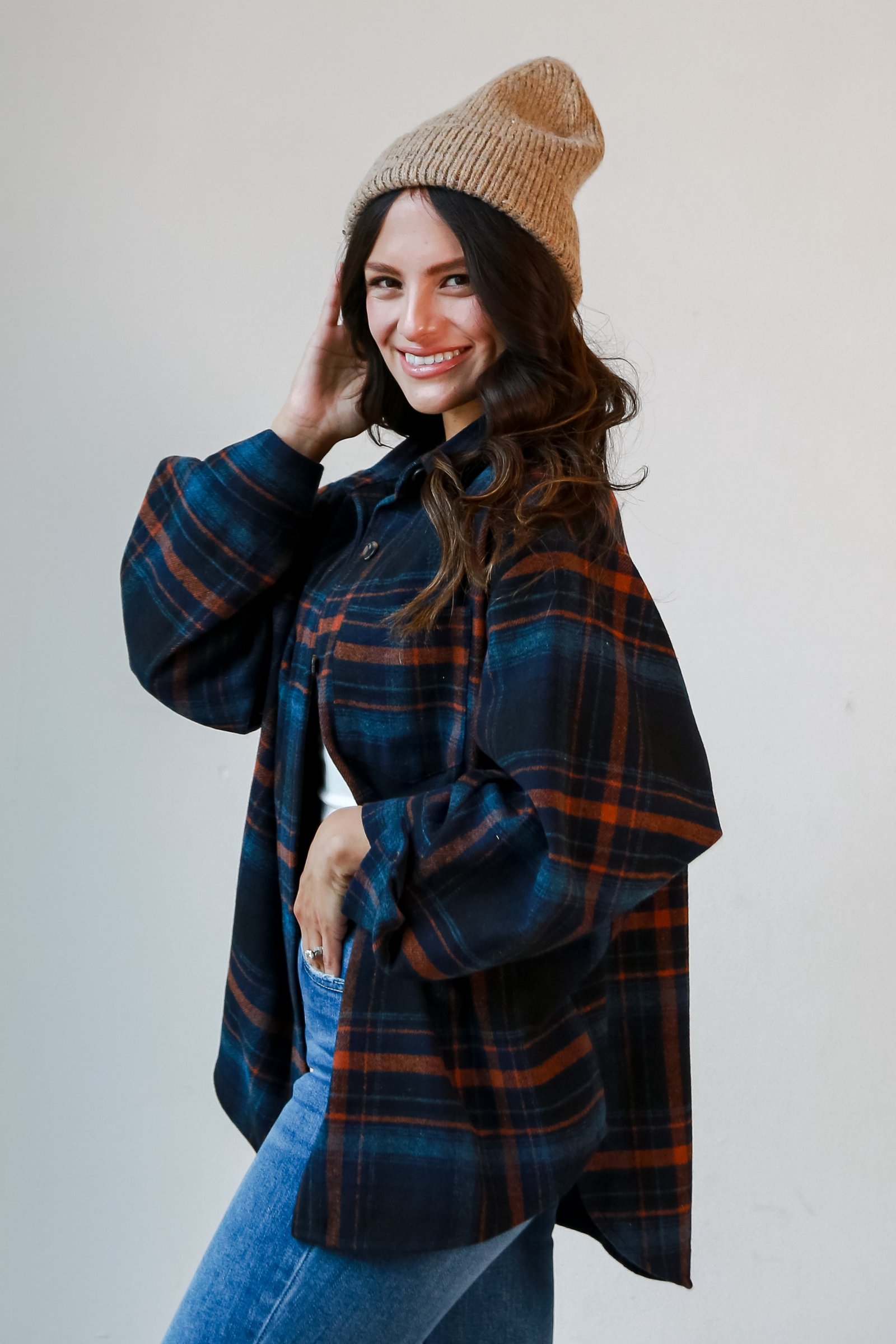 Sweetest Mood Navy Plaid Shacket