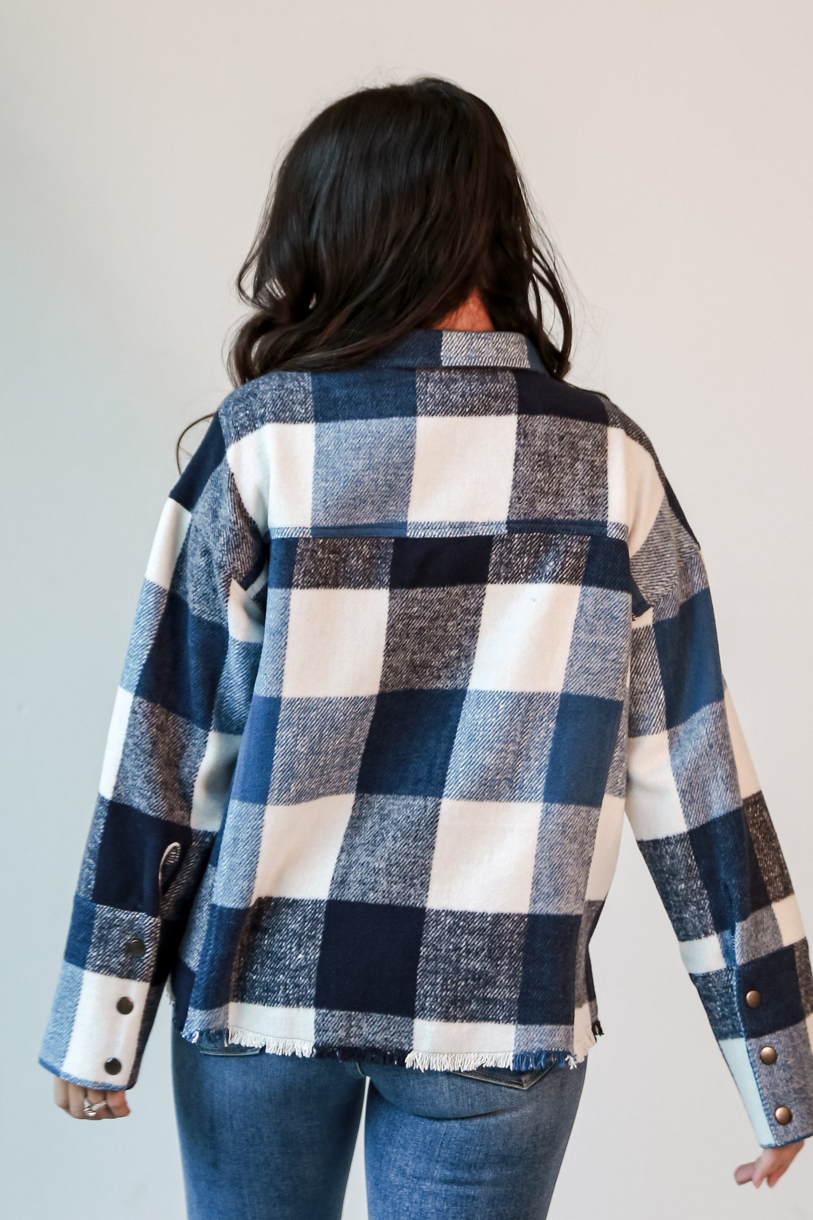 Casually Adored Navy Plaid Shacket