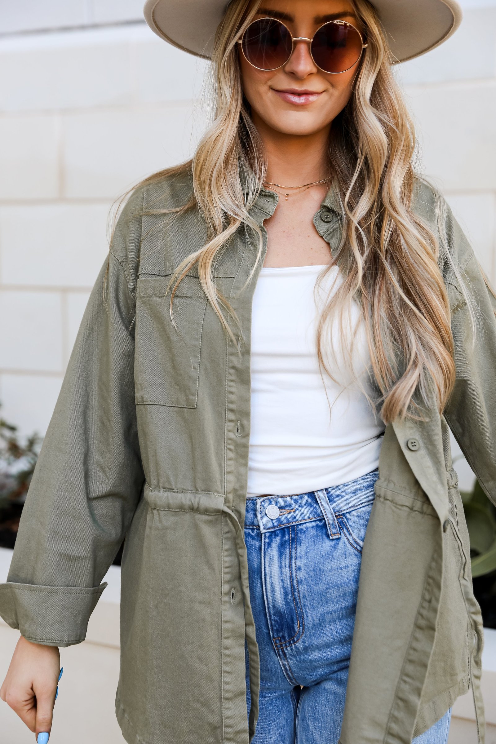 Edgy Arrival Olive Denim Jacket