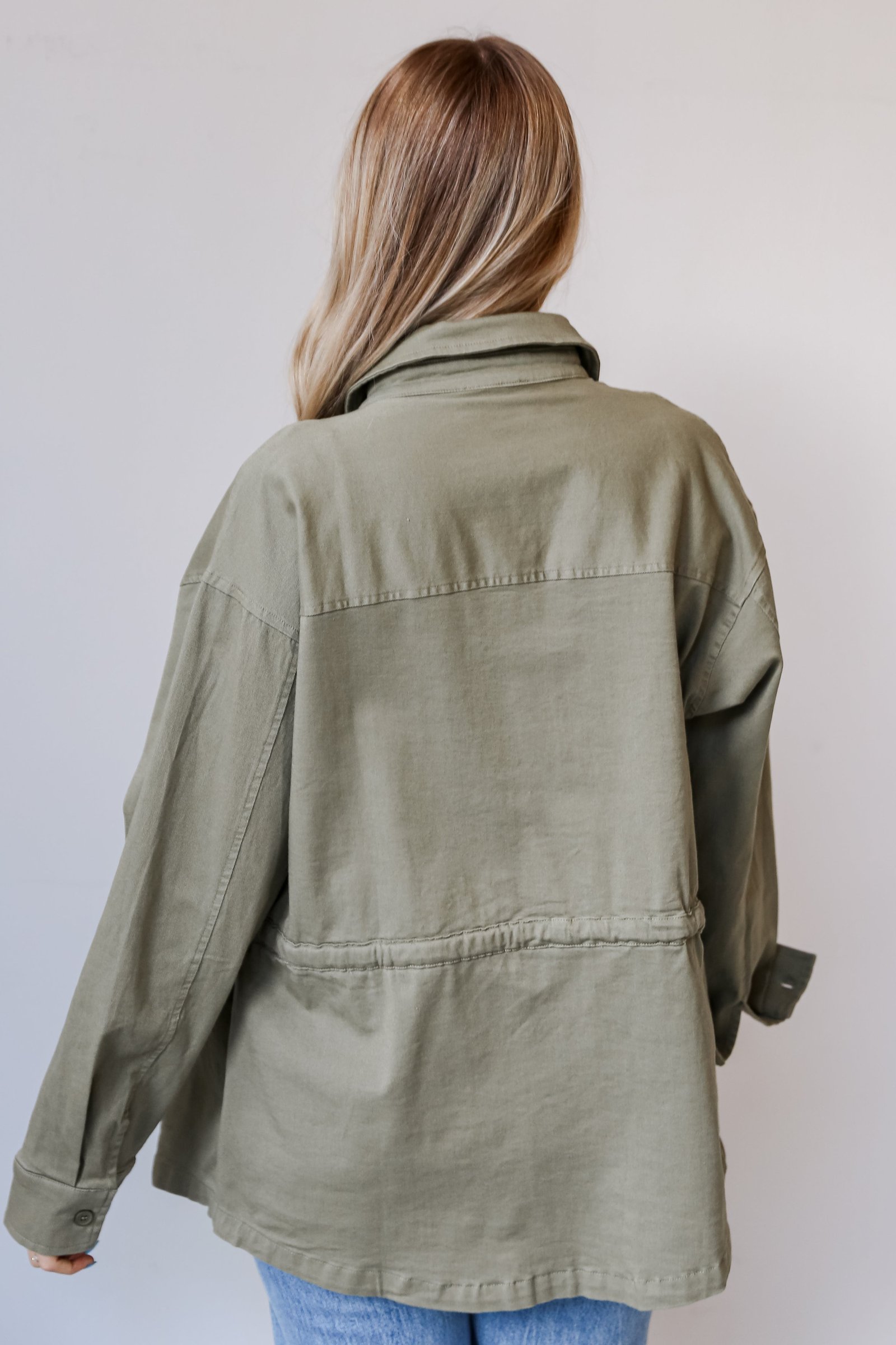 Edgy Arrival Olive Denim Jacket