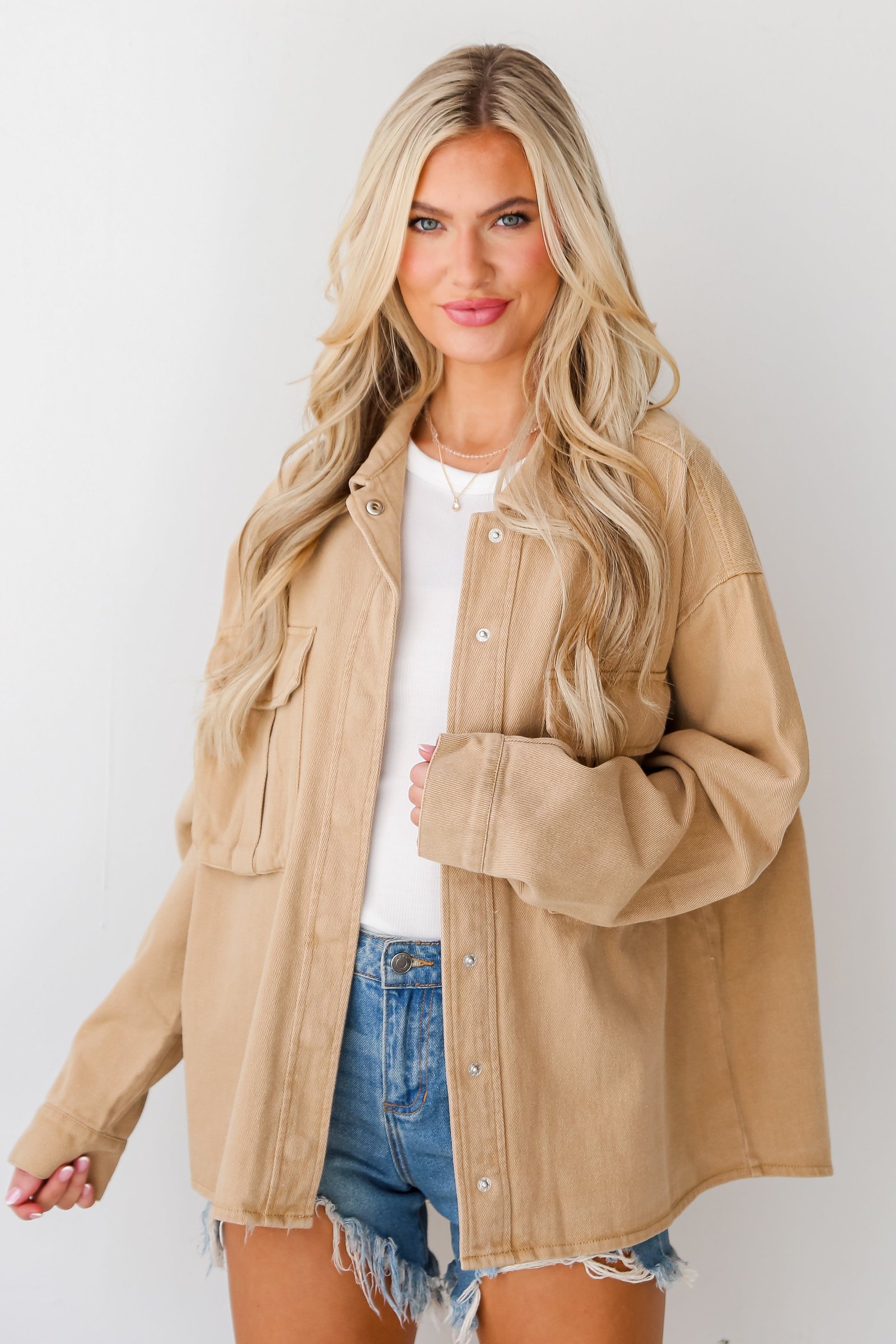 Cooler Than You Taupe Denim Jacket