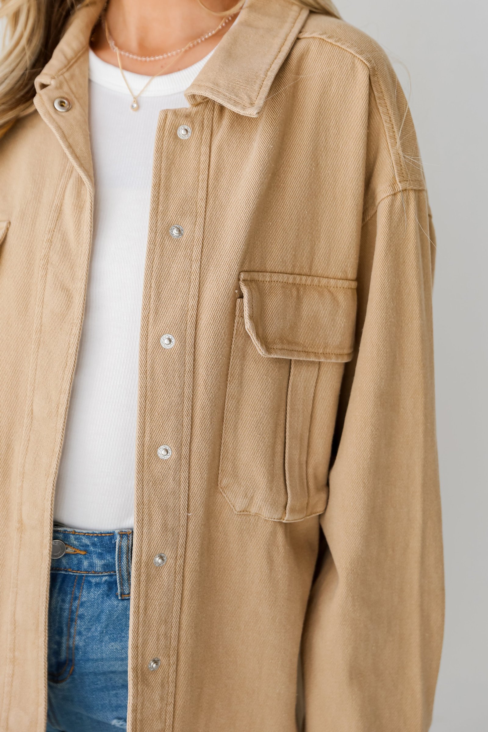 Cooler Than You Taupe Denim Jacket