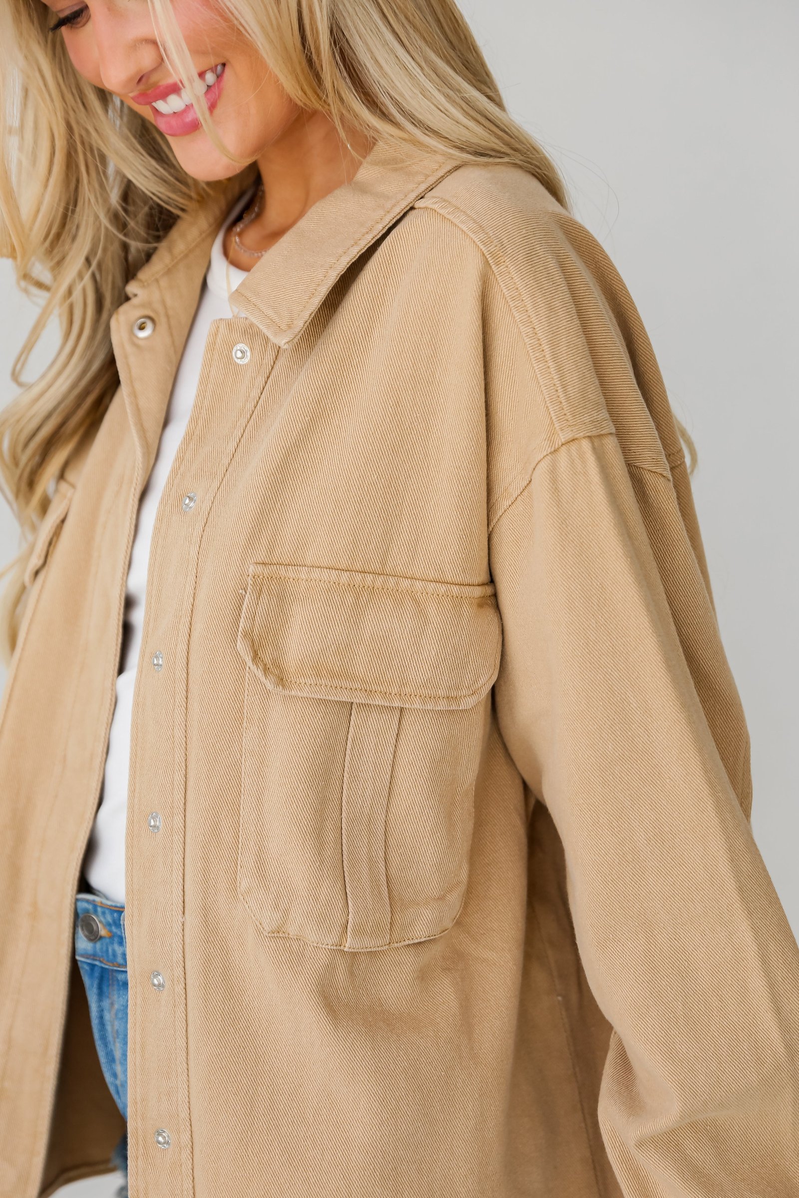 Cooler Than You Taupe Denim Jacket